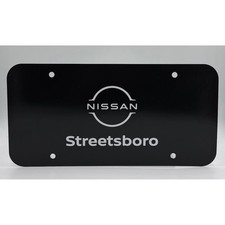 Nissan Streetsboro Ohio Dealership Thin Plastic License Plate Black White Logo picture