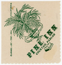 1930s-40s Pine Inn Cocktail Carmel-By-the-Sea Napkin California SP11 picture