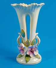 Norcrest 1940s Lusterware Duel Vase, Floral with Iridescent Pearlized Porcelain. picture