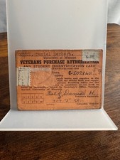 1947 University of Missouri GI Bill Veteran ID Card Lot Named Navy Student picture