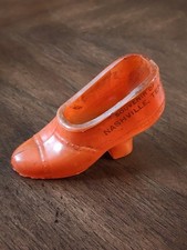 Antique EAPG Orange Glass Shoe Slipper Souvenir of Nashville, TENNESSEE picture