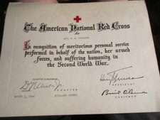 LOT OF 3 1940'S NATIONAL RED CROSS CERTIFICATES ALL  SIGNED '42 '44 '46 - BBA-52 picture