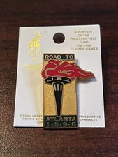 Vintage Atlanta Summer Olympics Olympic Torch “Road To Atlanta” Lapel Hat Pin picture