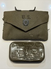 1945 Original WWII US Army First Aid Pouch Model M-1942 OD7 Metal Carlisle Pack picture