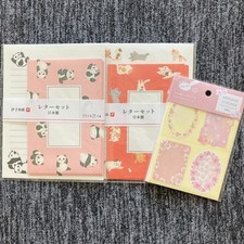 Japanese Letter Set 2 Designs Iyo Washi Panda Cat + Sakura Message Stickers picture