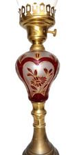 Vintage Ruby Red Frosted and Hand Painted Boudoir Lamp 19