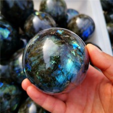 60mm Natural Rainbow Labradorite Sphere Quartz Crystal Ball Gem Healing W/ Stand picture