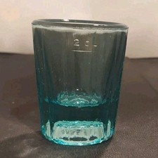 Vintage Stölzle Lausitz Teal Blue Paneled 2 cl Shot Glass picture