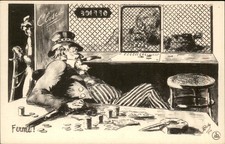 Uncle Sam Counting Money Political Satire FERME Boby 1914  Vintage Postcard bhn picture