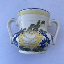 Vase Vintage 1940s Redwing Double Handle Hand Painted Botanical Ceramic Small picture