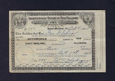 1915 Odd Fellows Certificate | East Moline IL Lodge #934 | Fraternal Ephemera picture