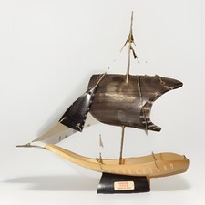 Vintage Genuine Horn Sailboat Made In Italy picture