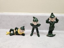 Set of 3 Vintage 1950s Era Christmas Pixie/Elf Made in Japan Green picture