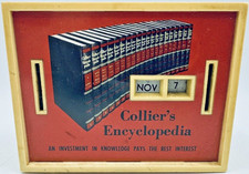 Collier's Encyclopedia All Coin Calendar Bank Red & Yellow No Key Vintage 1960's picture