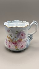 Antique Nippon Mustache Cup Porcelain Shaving Mug Hand Painted Roses Gold picture