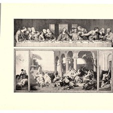 Last Supper, Prodigal Son - Leonardo Da Vinci, E Dubufe 1898 Litho Art Print D19 picture