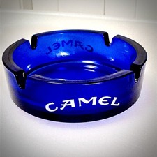 NEW Camel Cigarettes Cobalt Blue Glass Ashtray Rastal Italy Heavy Bar Promo NOS picture
