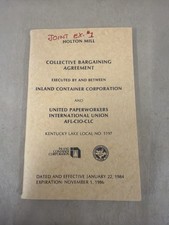 1984 Inland Container Union Contract Paperworkers AFL-CIO KY picture