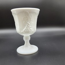 Vtg Indiana White Milk Glass Footed Goblet Sherbet Cup Colonial Harvest Grape picture