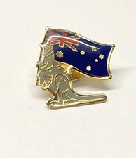 Vintage Kangaroo Holding Australian Flag Acrylic Pin picture
