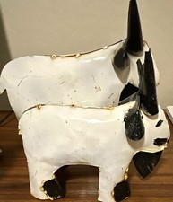 Handmade Metal Goat Figurines Set of 2 Black & White Decorative Figurines Farm picture
