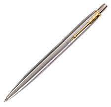 Luxor Parker Jotter Ballpoint Pen, Stainless Steel Body & Gold Clip, No Box picture