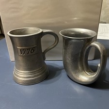Vintage Pewter Mugs 5” Tall 1776 & Duratale By Leonard  picture
