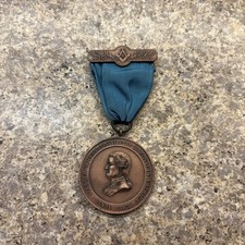 RARE VINTAGE LARGE MASSACHUSETTS HENRY PRICE BRONZE MASONIC FOUNDER MEDAL BADGE picture