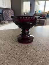 Avon Cape Cod Ruby Red Glass Candle Holder or flip it, it's a compote picture