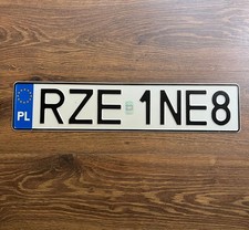 Authentic Polish License Plate RZE 1NE8 Original Poland EU Car Tag Automobilia picture