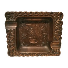 Vintage Copper Tone Metal Ashtray 4