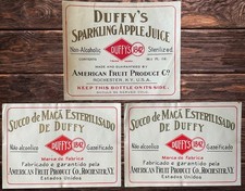 Vintage Duffys Sparkling Apple Juice Labels Rochester NY Portuguese Export 1900s picture