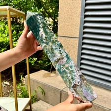 6.9 LB  Natural Green Moss Agate Obelisk Crystal Holiday Gift Home Office Decor picture