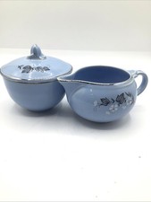 Taylor Smith Taylor Vintage Blue Mist Creamer And Sugar Bowl picture