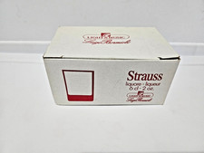 VTG Set of 6 Strauss Luigi Bormioli clear square Cordial Glasses 1980s NEW w box picture