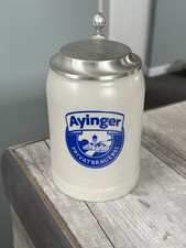 Ayinger Stoneware Privatbrauerei .5 Liter SteinMug Tankard w/Lid Made In Germany picture