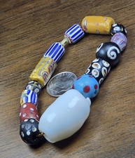 Collector Quality Dutch Dogon Chevron Dot Zen Venetian Glass Trade Beads African picture