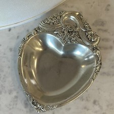 VTG Raimond Japan Tarnish Resistant SilverPlate Heart Dish Embellishment Flowers picture