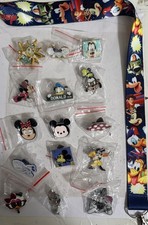 Disney FAB 5, Mickey, Minnie, Donald, Goofy, Daisy lot of 15 pins & Lanyard picture