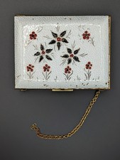 Vtg Zell Fifth Ave Carryall Minaudiere Compact Enamel Floral As is  Repair Comb picture