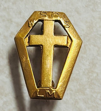 vintage gold lapel pin from the Woman's Society of Christian Service (WSCS) picture