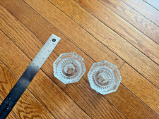 2 intage Crystal Clear Cut Glass Candle Holders Tea lights Octagon Shape 2.75