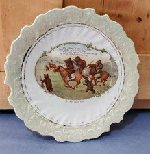 Antique Rare Teddy Roosevelt Porcelain Souvenier dish Horses & Bears Scene picture