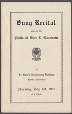 Pupils of Rhea L Massicotte Song Recital Program Meriden CT 1926 picture