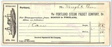 1895 Portland Steam Packet Co. billhead w/steamboat picture