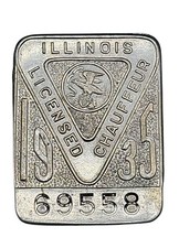 Illinois 1935 Chauffeur License Pin Silver Tone Vintage Collectible Licensing picture