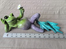 Kitty's Critters Paulie Large  13” Frog Figurine 2006  Rare Blue Purple Green picture