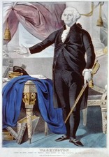 Photo:Washington 1830s George Washington Currier Ives Hand-Colored picture