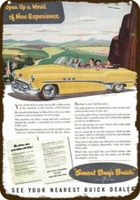 1951 BUICK 8 ROADMASTER Convertible Yellow Car Vintage Look DECORATIVE METAL SIG picture