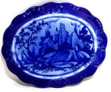 Vintage Trafalgarware Staffordshire Blue Transferware Trivet Plaque Castle Motif picture